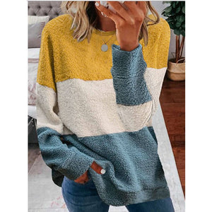 Women's Casual Plush stitching sweater Outwear Sweatshirt