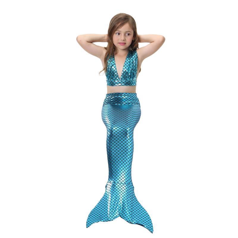 3-piece Mermaid Bottom with Tail Swimsuit Set