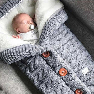 Baby Sleeping Bag Envelope Winter Kids Sleepsack Footmuff For Stroller Knitted Sleep Sack Newborn Swaddle Knit Wool