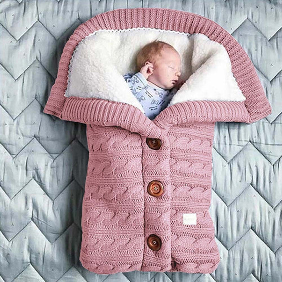 Baby Sleeping Bag Envelope Winter Kids Sleepsack Footmuff For Stroller Knitted Sleep Sack Newborn Swaddle Knit Wool