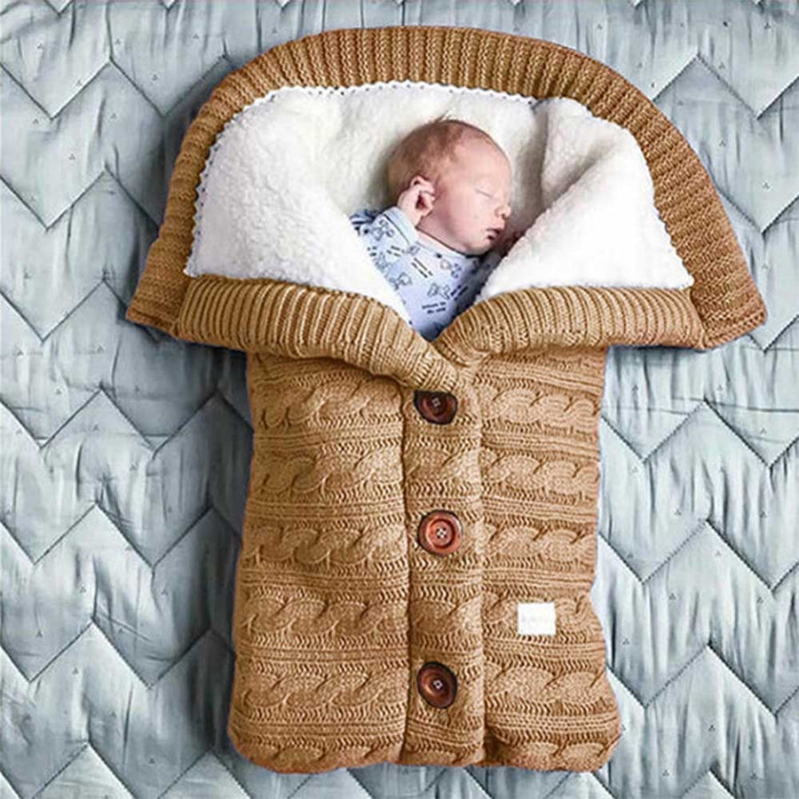 Baby Sleeping Bag Envelope Winter Kids Sleepsack Footmuff For Stroller Knitted Sleep Sack Newborn Swaddle Knit Wool