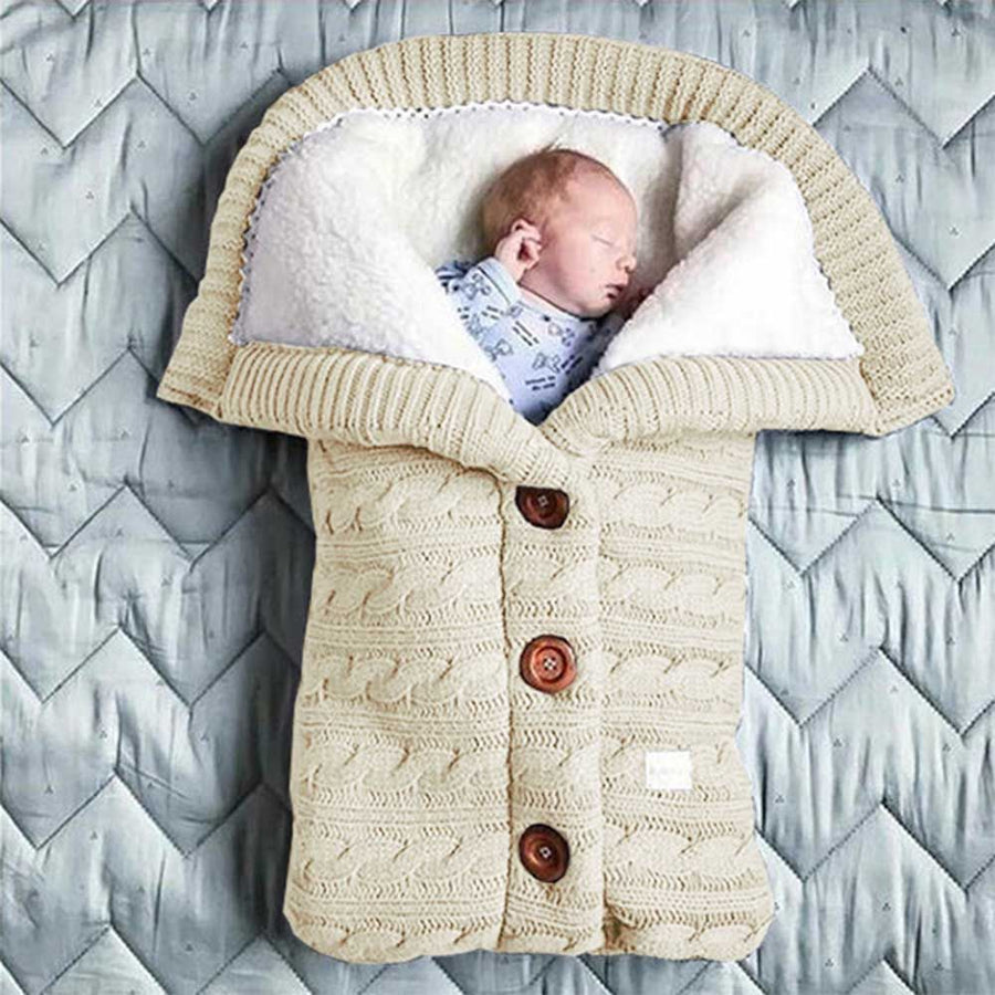 Baby Sleeping Bag Envelope Winter Kids Sleepsack Footmuff For Stroller Knitted Sleep Sack Newborn Swaddle Knit Wool