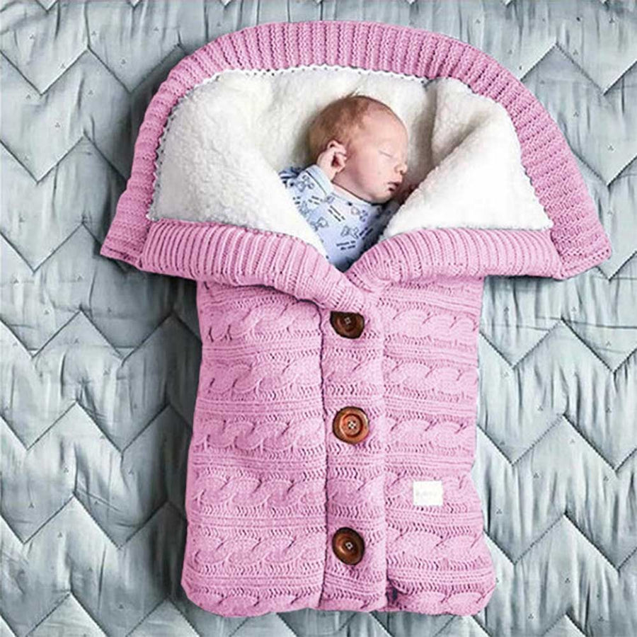 Baby Sleeping Bag Envelope Winter Kids Sleepsack Footmuff For Stroller Knitted Sleep Sack Newborn Swaddle Knit Wool