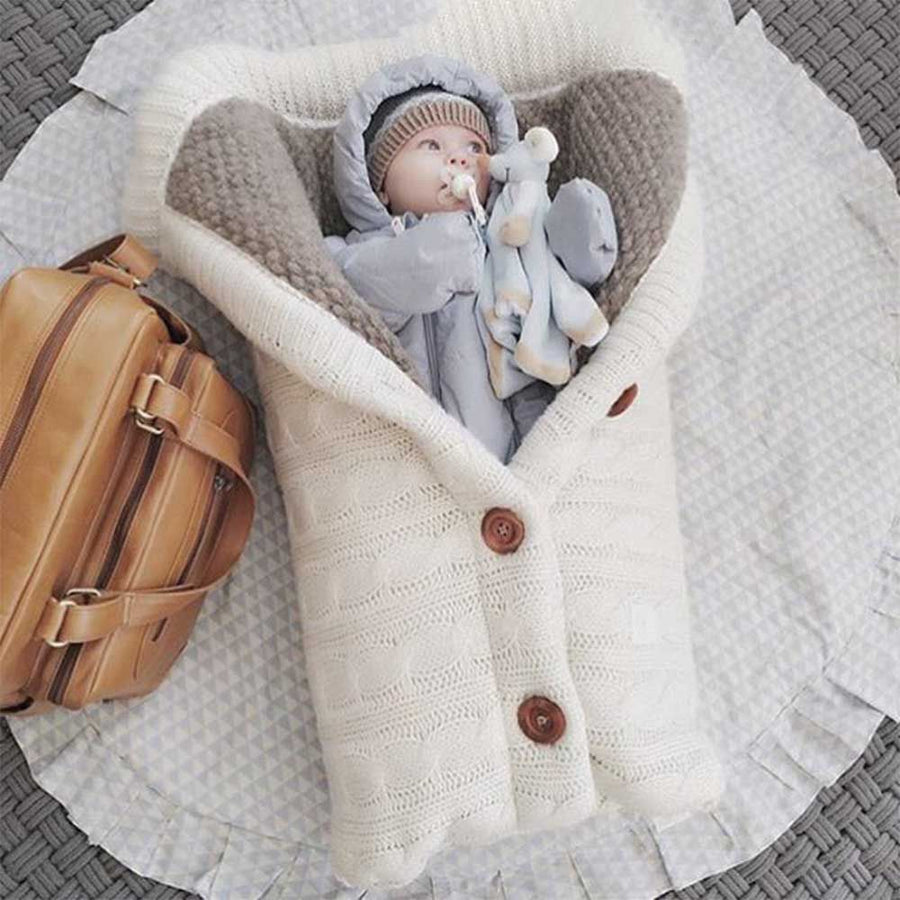 Baby Sleeping Bag Envelope Winter Kids Sleepsack Footmuff For Stroller Knitted Sleep Sack Newborn Swaddle Knit Wool