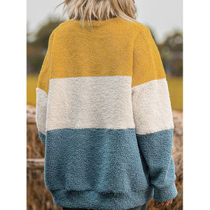 Women's Casual Plush stitching sweater Outwear Sweatshirt