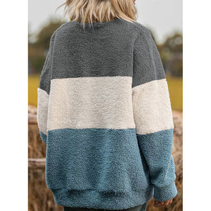 Women's Casual Plush stitching sweater Outwear Sweatshirt