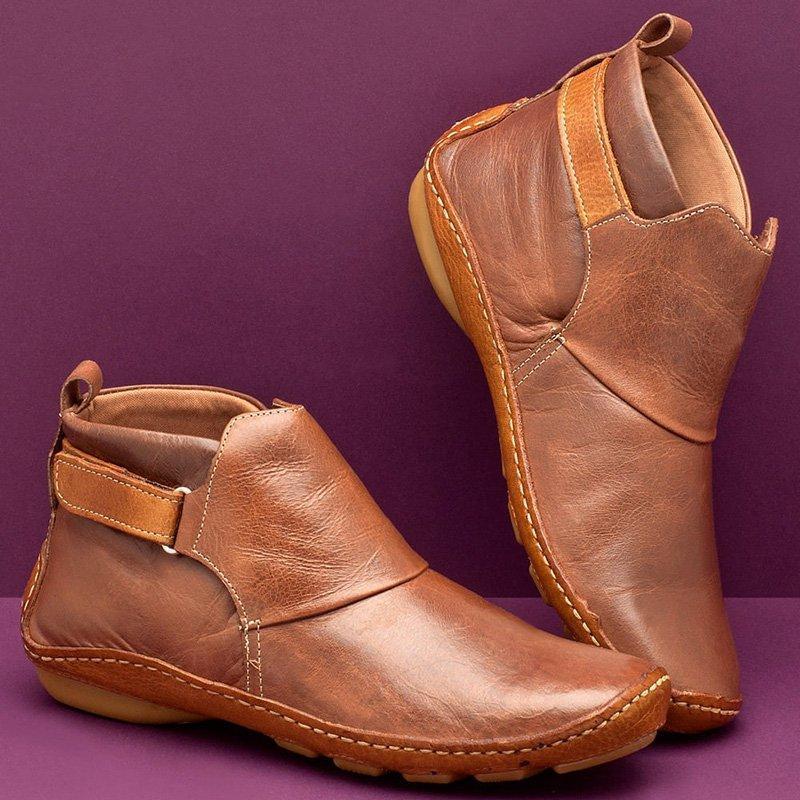 Women Comfy Daily Adjustable Leather Booties