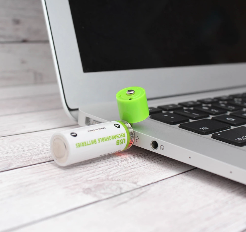 USB Rechargeable AA Battery 1450mAh/PC  2PCs Per Pack - MekMart