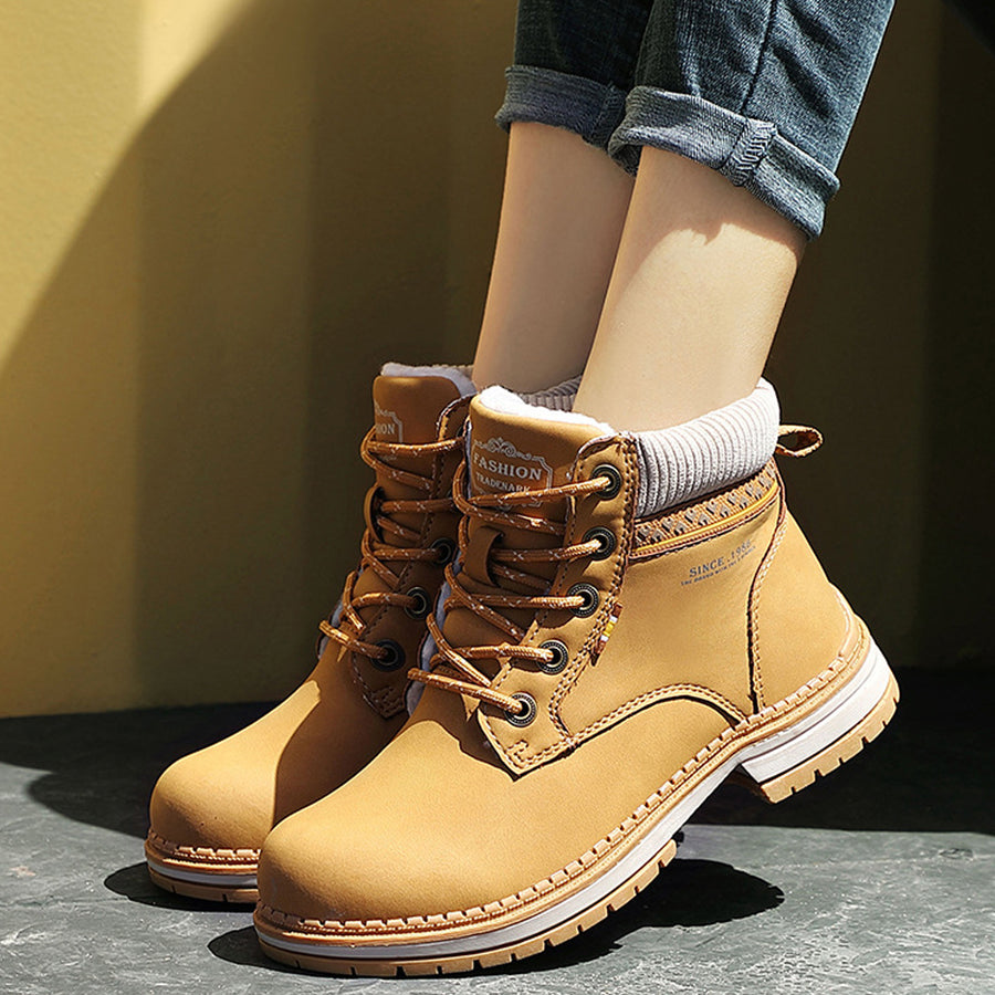 Women Winter Warm Lace Up Outdoor Ankle Boots