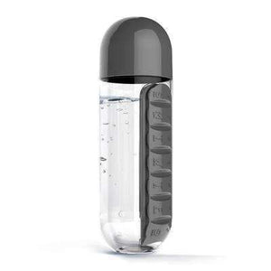 Plastic Water Bottle With Daily Pill Box - MekMart