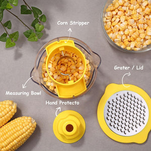 Cob Corn Stripper With Built-In Measuring Cup And Grater - MekMart