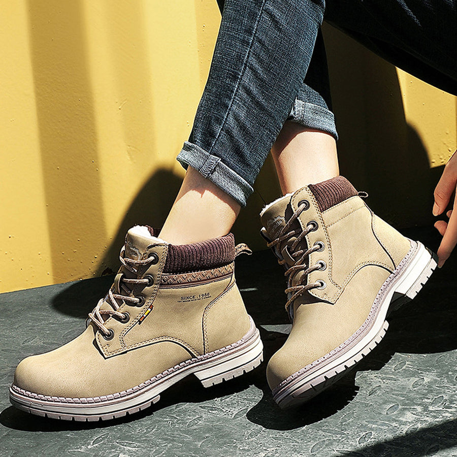 Women Winter Warm Lace Up Outdoor Ankle Boots