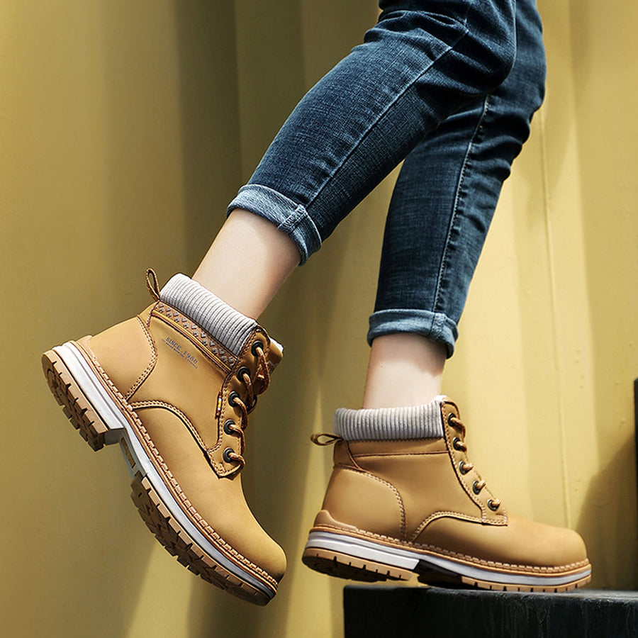 Women Winter Warm Lace Up Outdoor Ankle Boots