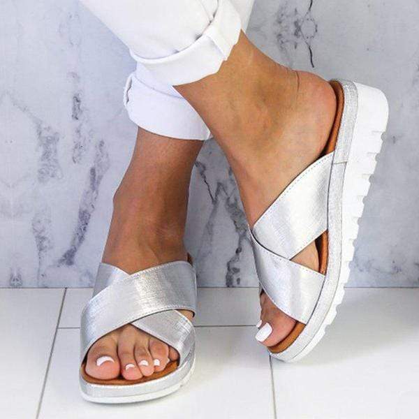 Summer Comfy Plain Peep Toe Casual Slippers