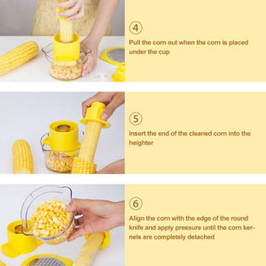 Cob Corn Stripper With Built-In Measuring Cup And Grater - MekMart