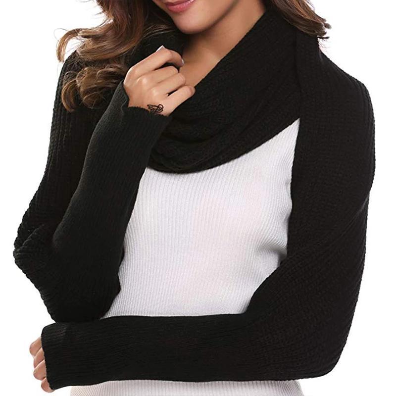 Crochet Knitted Scarf Shawl with Sleeves - MekMart