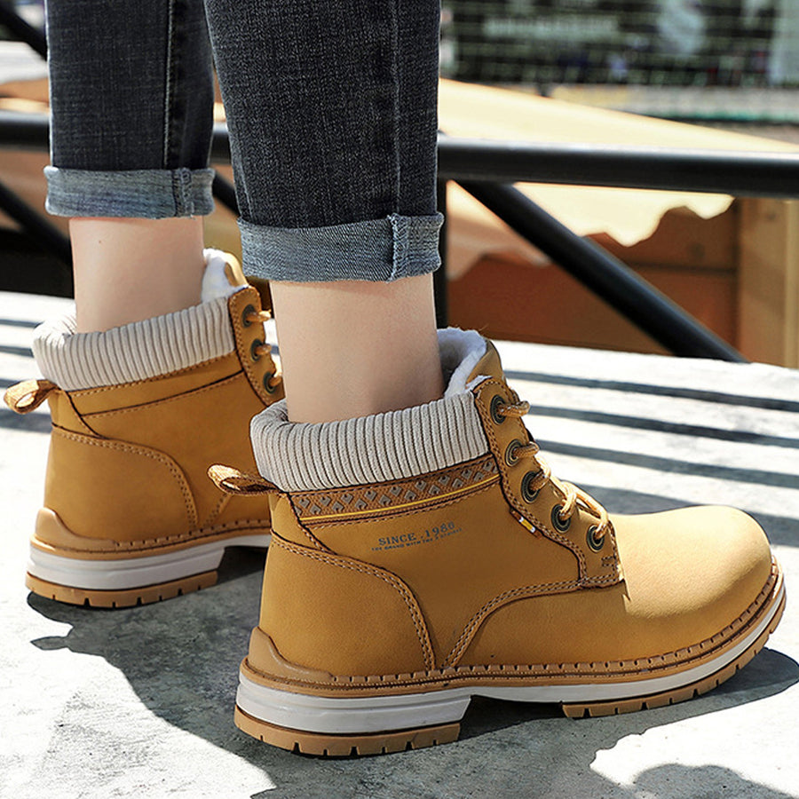 Women Winter Warm Lace Up Outdoor Ankle Boots