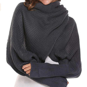 Crochet Knitted Scarf Shawl with Sleeves - MekMart