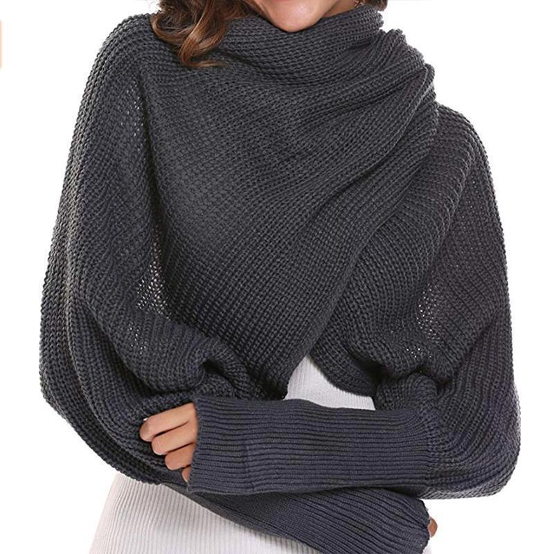 Crochet Knitted Scarf Shawl with Sleeves - MekMart