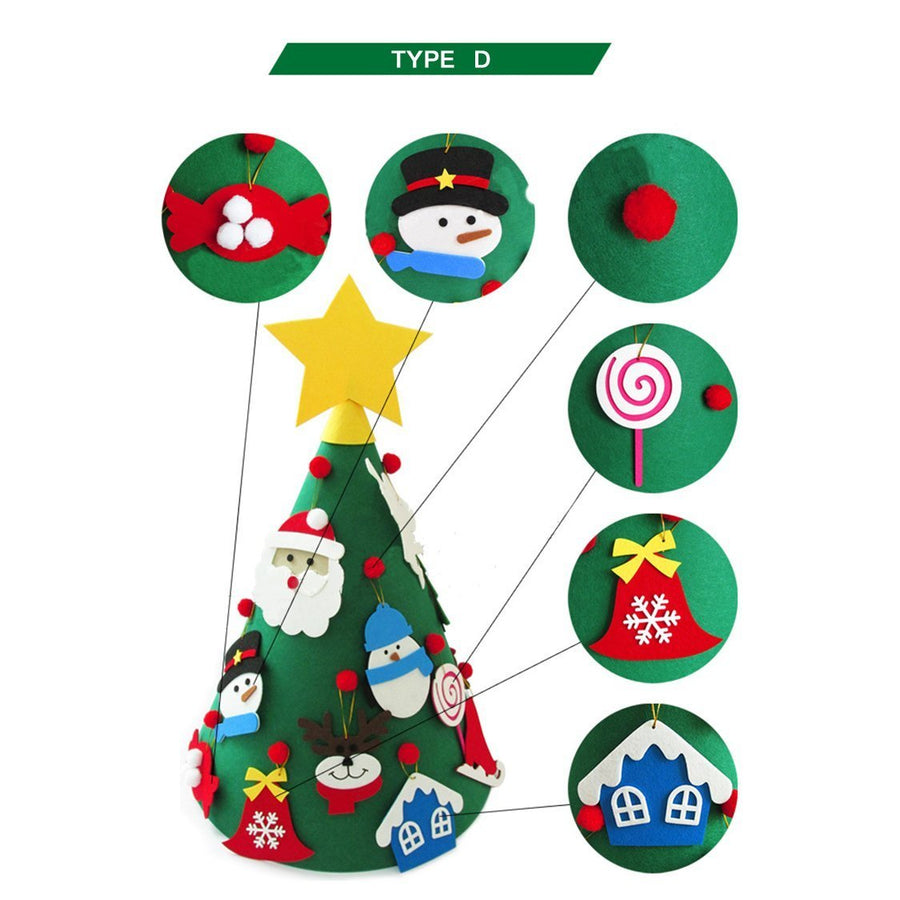 Kids DIY felt Christmas Tree Xmas Home Decoration 6 Types - MekMart