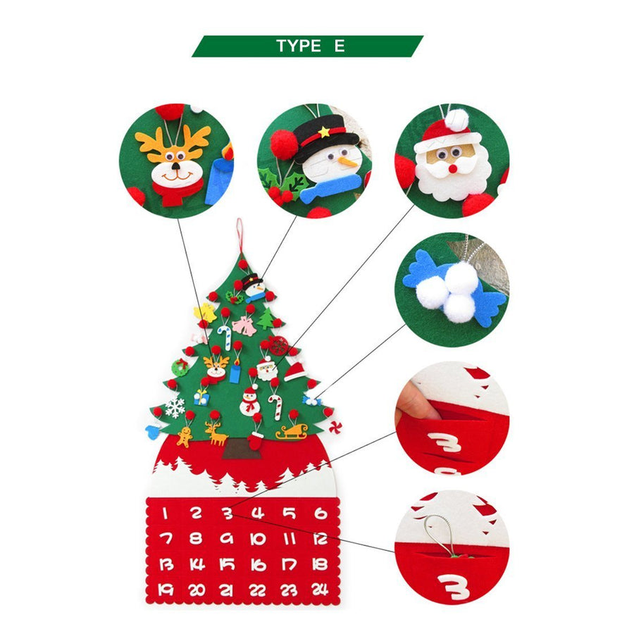 Kids DIY felt Christmas Tree Xmas Home Decoration 6 Types - MekMart