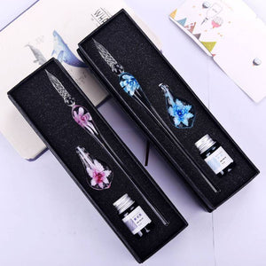 Glass Calligraphy Pen Set with Ink and Pen Rest - MekMart