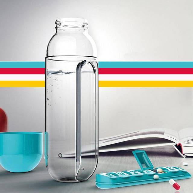 Plastic Water Bottle With Daily Pill Box - MekMart