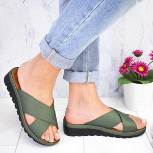 Summer Comfy Plain Peep Toe Casual Slippers