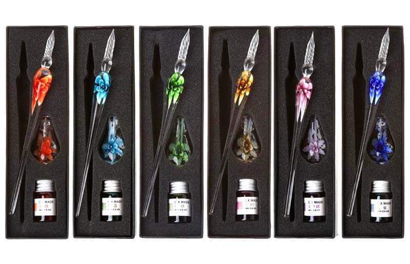 Glass Calligraphy Pen Set with Ink and Pen Rest - MekMart